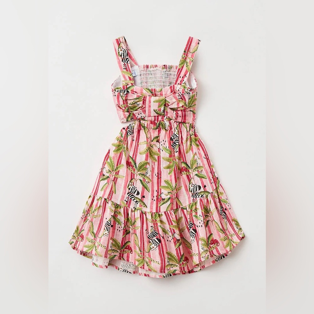 Size 6 Girls Mayoral Pink and Green Tropical Kids Dress